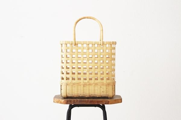 長岡由記/ながおかゆき 竹の手提げ籠 可動手 縦長 - katakana