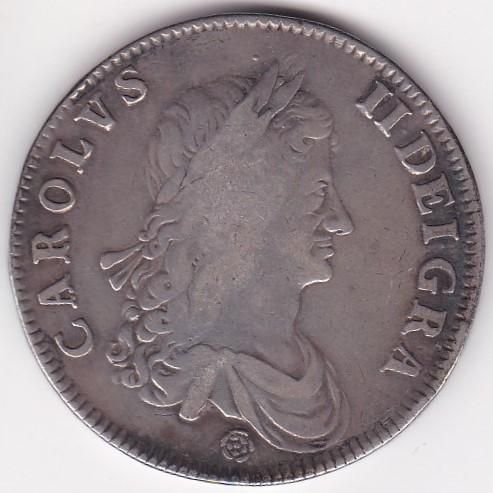 イギリスクラウン銀貨 チャールズ2世ローズマーク 1662年 並品＋ 送料