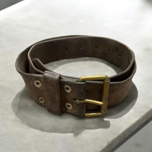 実物 スウェーデン軍 レザーベルト - WOODLAND