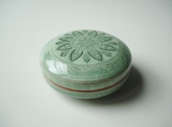 高麗青磁香合 (共箱)柳海剛 - 茶道具販売 栗林園