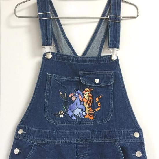 Disney くまのプーさんとなかまたち刺繍オーバーオール /デニム - 古着
