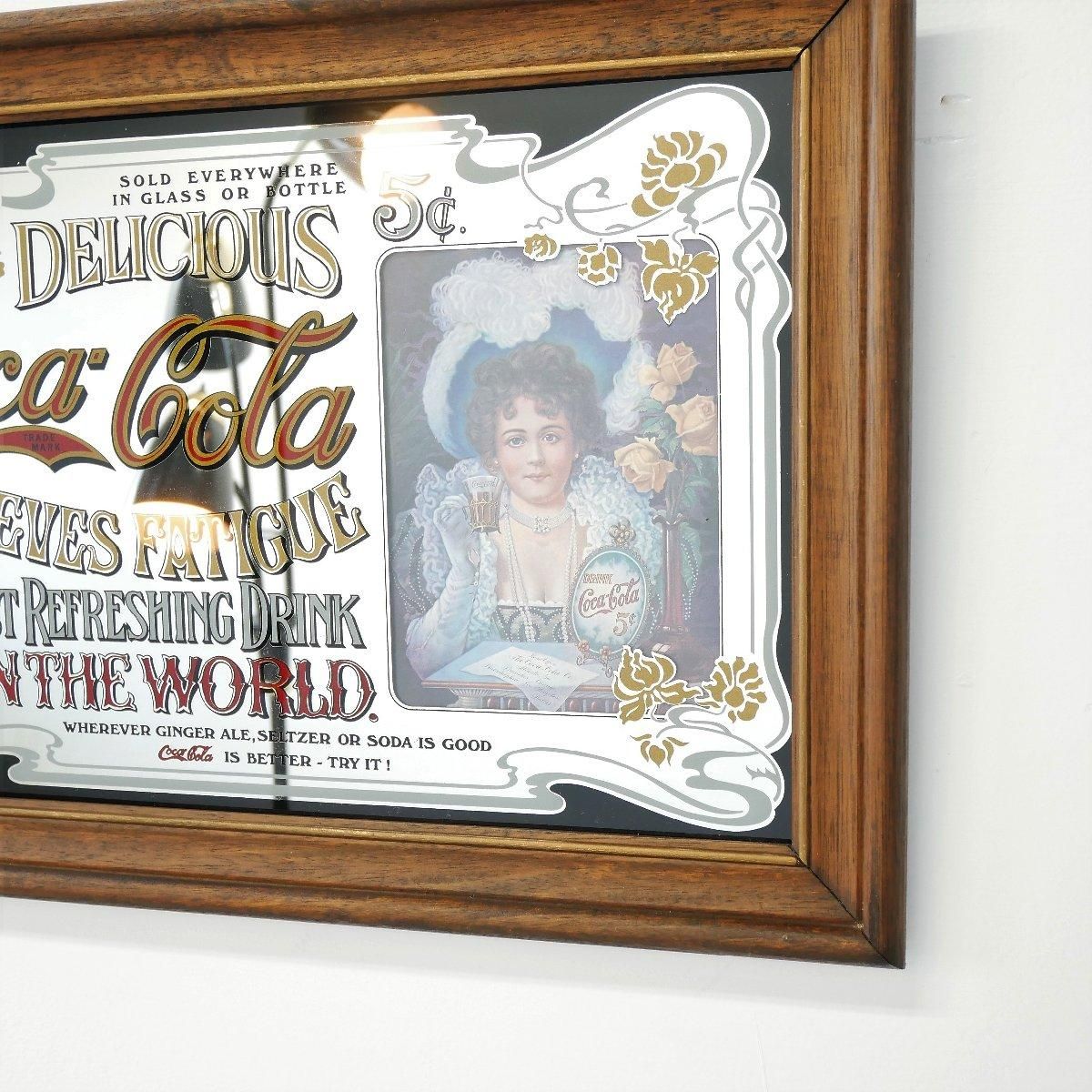 大型ビンテージ パブミラー Coca-Cola ヴィンテージ広告 壁掛けアート
