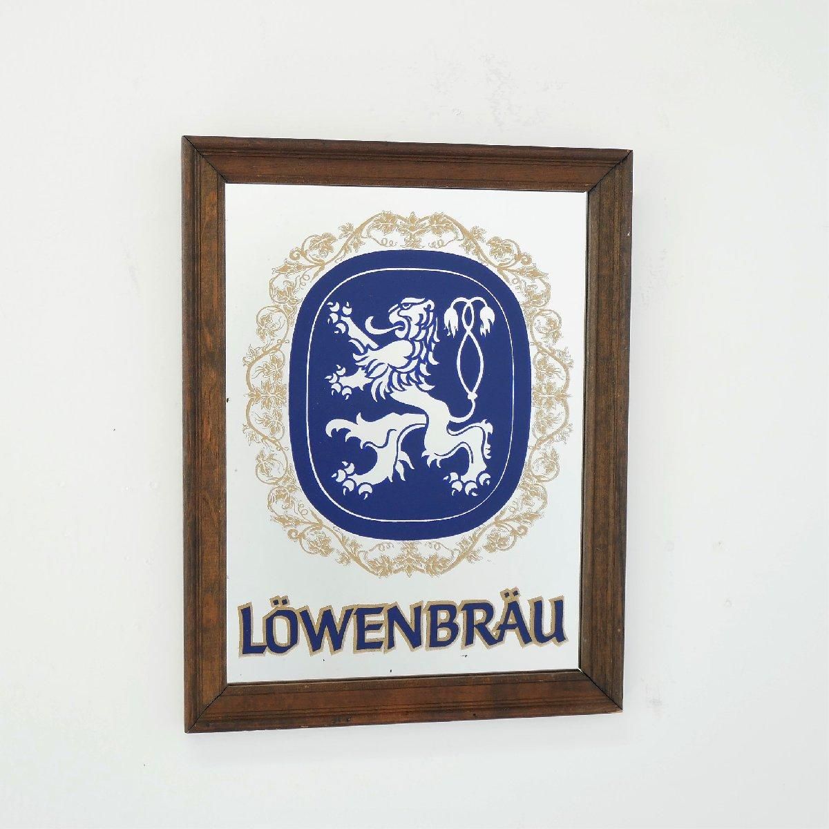 ヴィンテージ LOWENBRAU パブミラー ドイツビール レーベンブロイ 額装