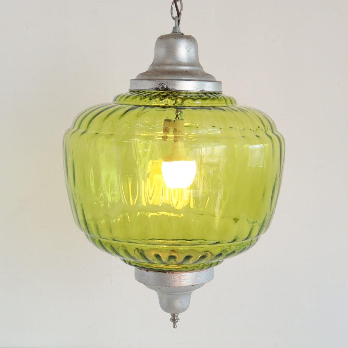 ヴィンテージ カラーガラス ペンダントライト / アメリカ アンティーク