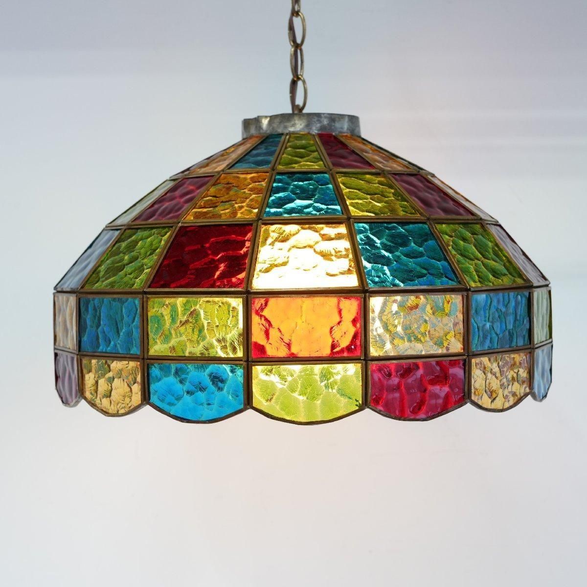 ヴィンテージ ペンダントランプ ステンドグラス -通販-ローズボール