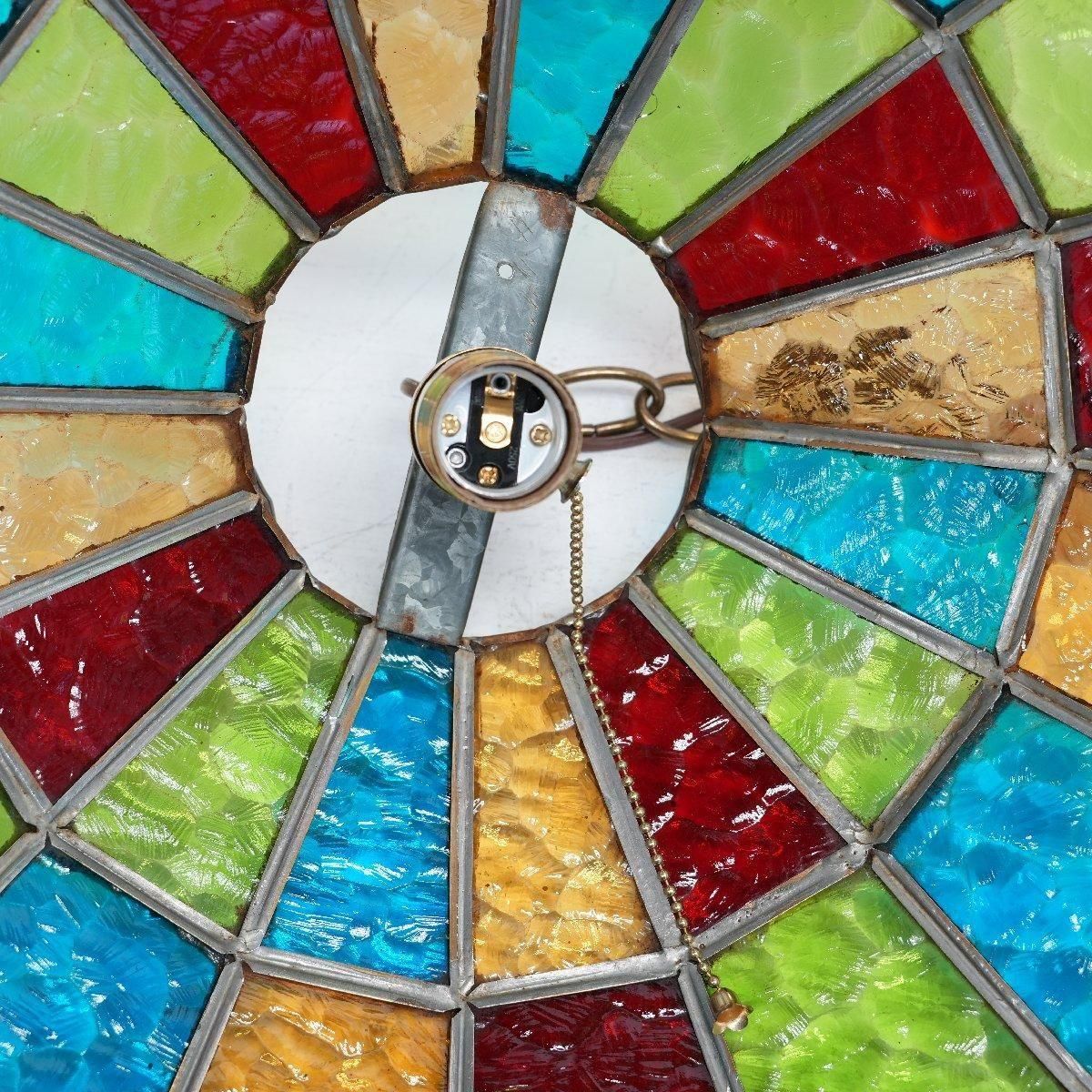 ヴィンテージ ペンダントランプ ステンドグラス -通販-ローズボール