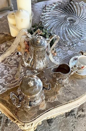 ロココ調カフェ3点シルバープレートセット【パディントン】｜ブロカント