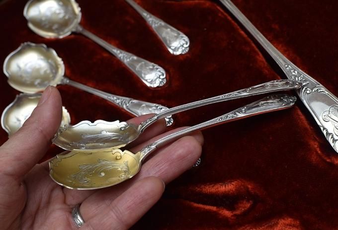 フレンチシルバー【銀950】アイスクリームスプーン箱入り13点セット