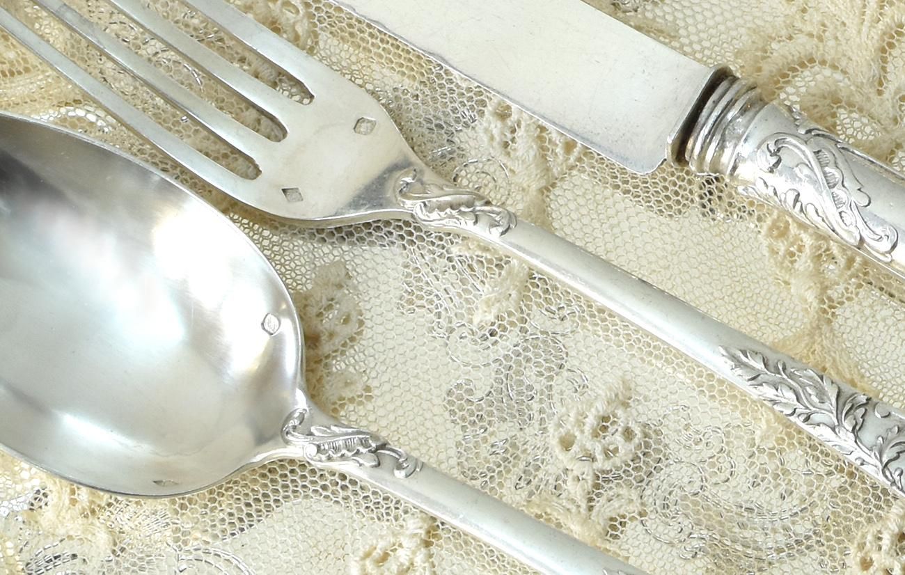 仏アンティーク銀器【銀950】デザートフォーク・スプーン・ナイフ2