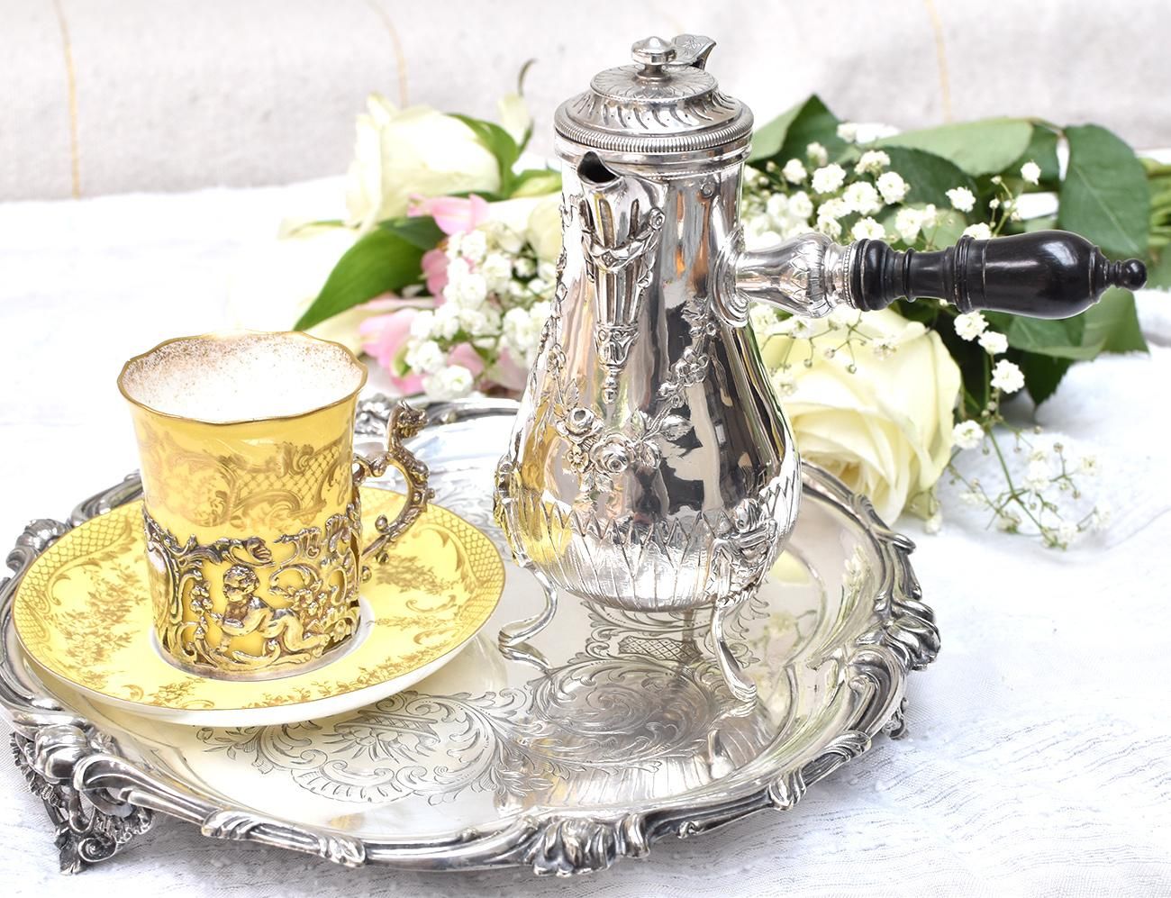 仏アンティーク銀器【銀950】チョコレートポット/コーヒーポット