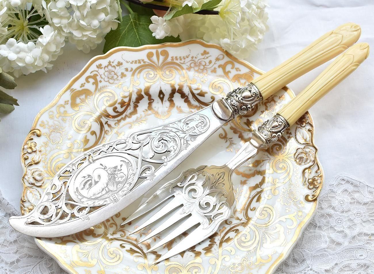 英国アンティーク銀器【シルバープレート】フィッシュサービング