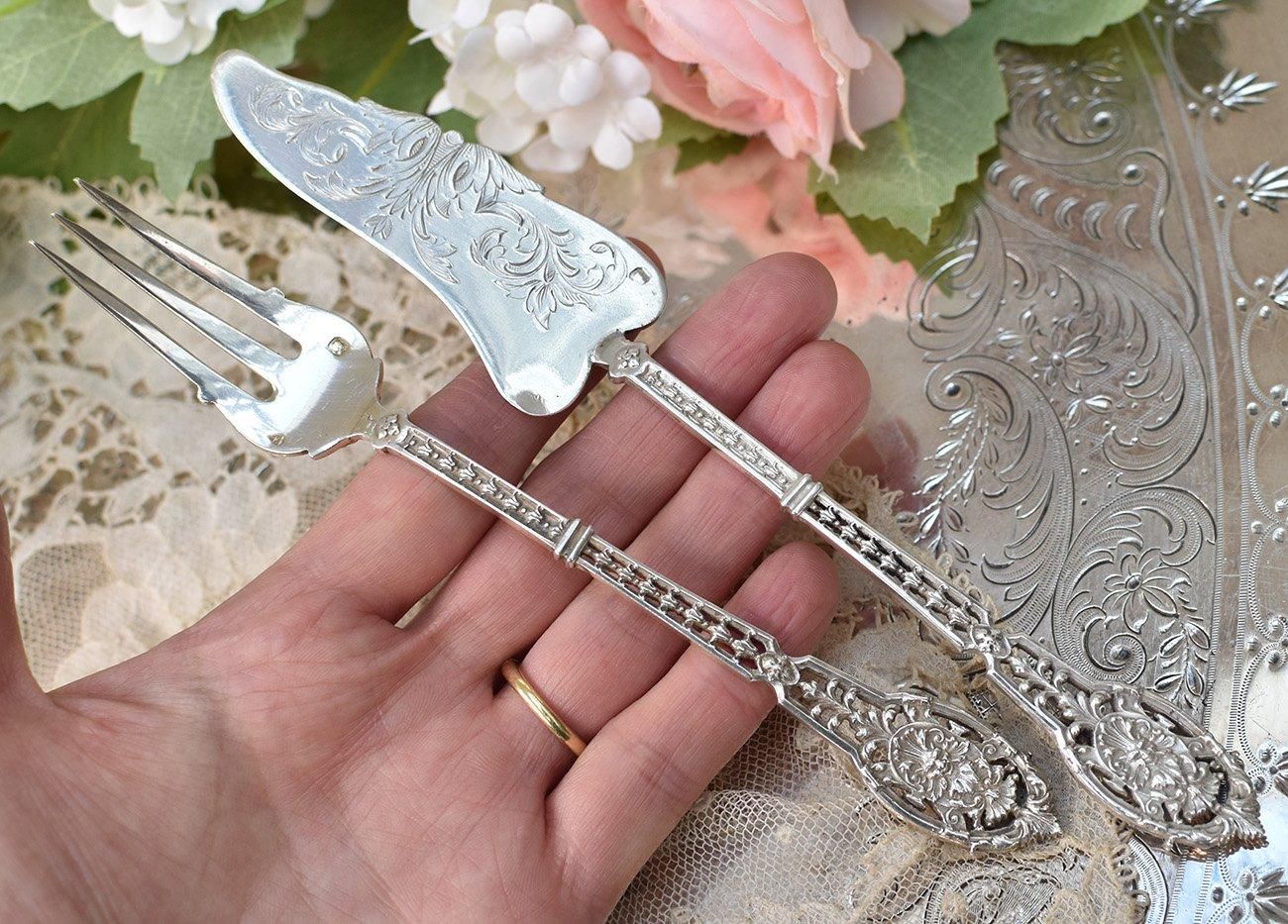 仏アンティーク銀器【銀950】ピュイフォルカ サービング - Edwardian