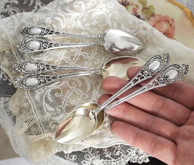 ドイツ銀800】透かしのティースプーン6本セット - Edwardian Dreams