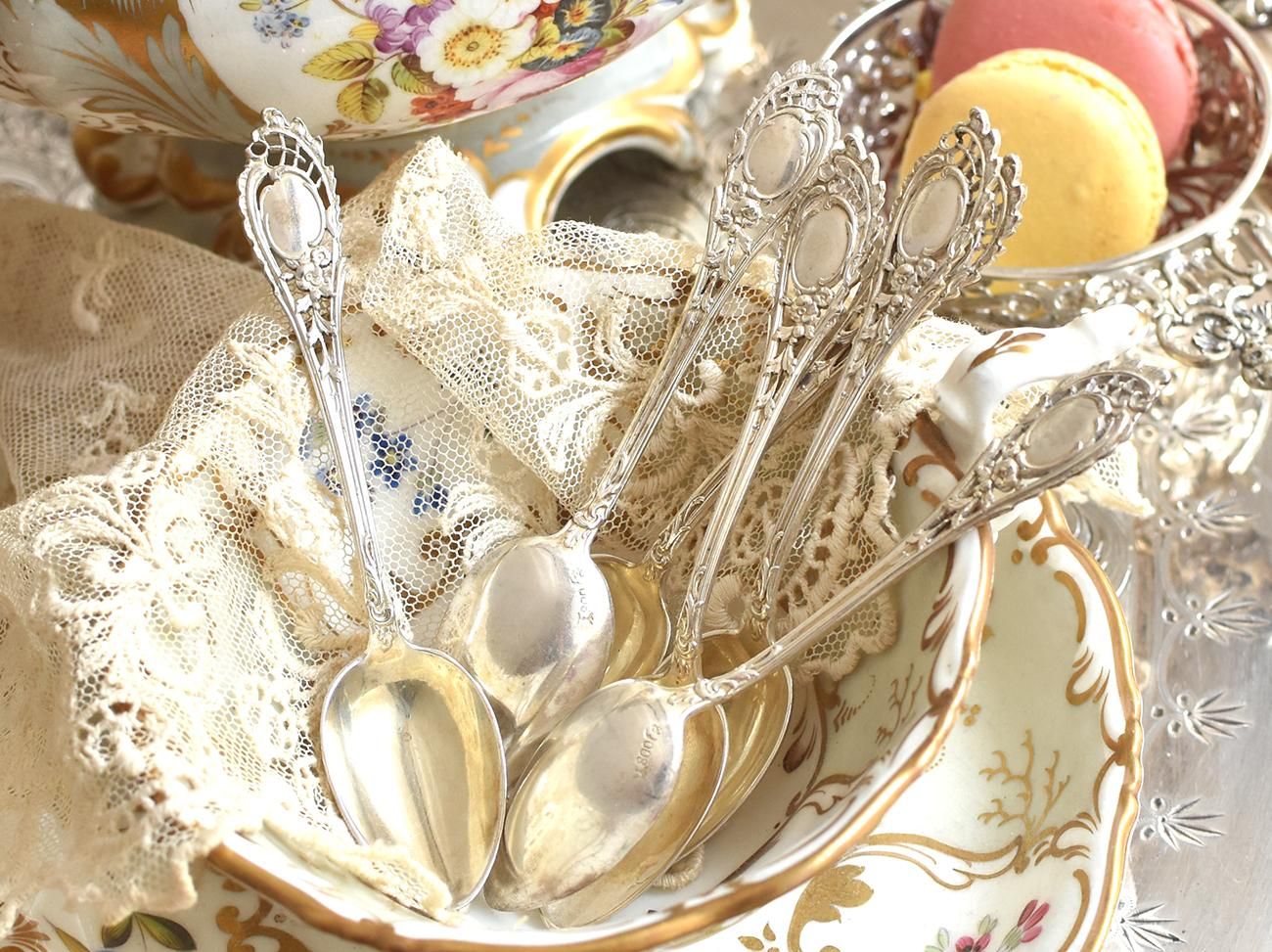 ドイツ銀800】透かしのティースプーン6本セット - Edwardian Dreams
