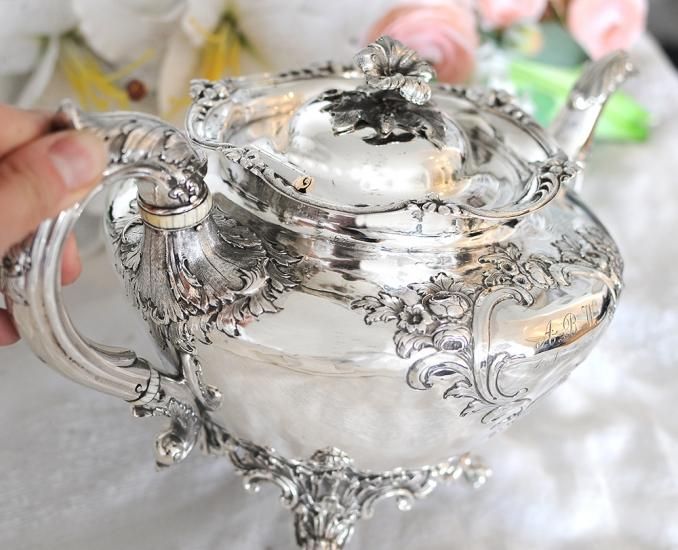 英国アンティーク銀器【純銀】ティーセット3点 Edinburgh
