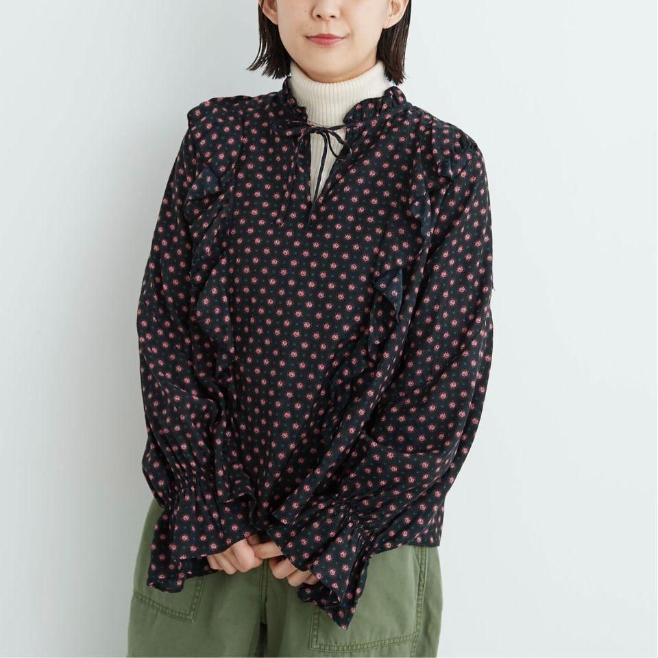 CHILD WOMAN - ＜Dot and Stripes＞Cu/Coツイル花柄 フリルブラウス