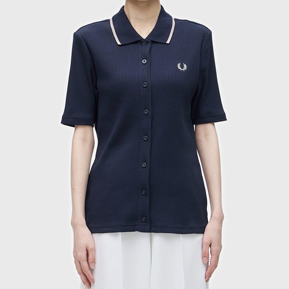 FRED PERRY - Button Through Ribbed Shirt (G7150) 正規取扱商品