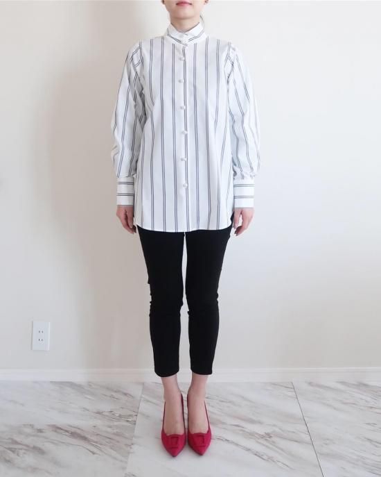 ケープ付きパールボタンシャツ(ホワイト) - seventen