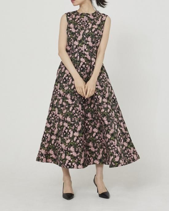 フラワージャガードワンピース(ピンク) - seventen