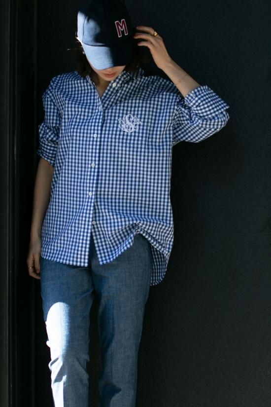 SVT刺繍オックスシャツ(ブルーギンガム) - seventen