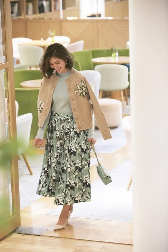 SEVEN TEN×KEITAMARUYAMA フラワー刺繍ニットカーディガン(ライト