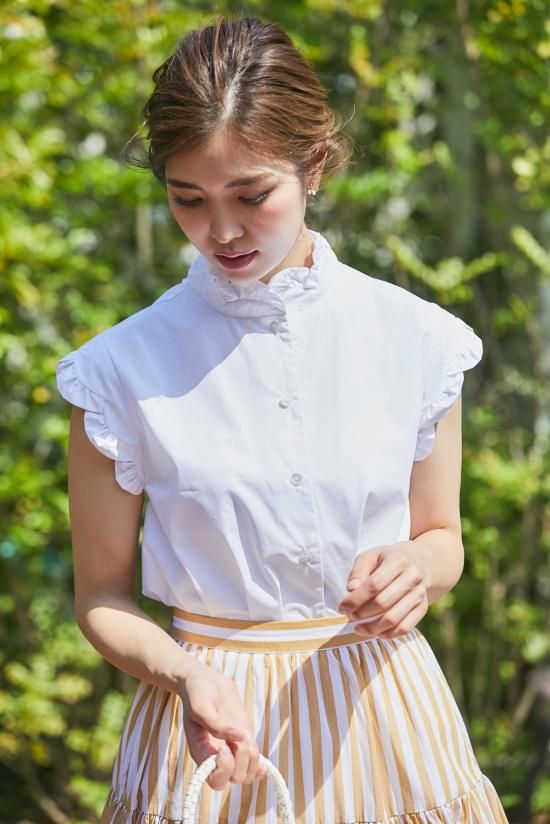 スカラップフリルブラウス(ホワイト) - seventen