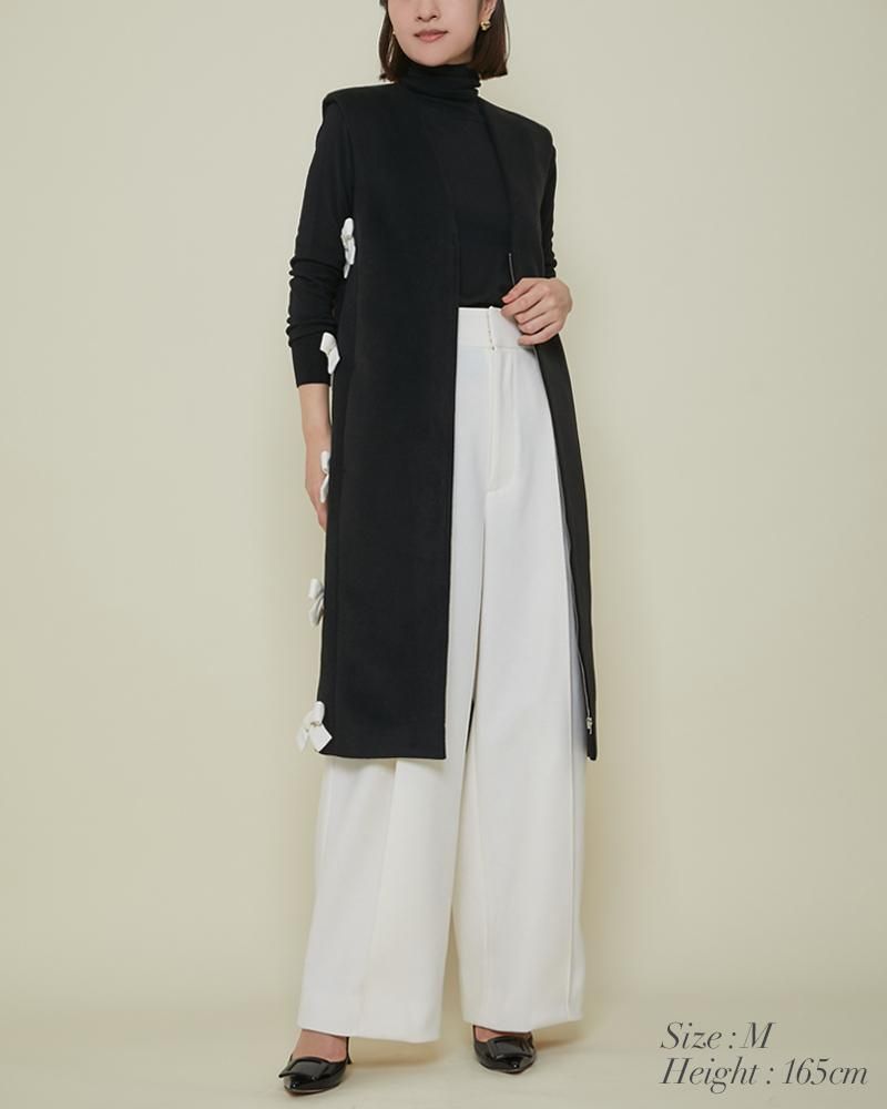 サイドリボンジレワンピース(ブラック) - seventen