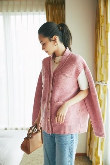 メルトンウール2WAYカーディガン(ピンク) - seventen