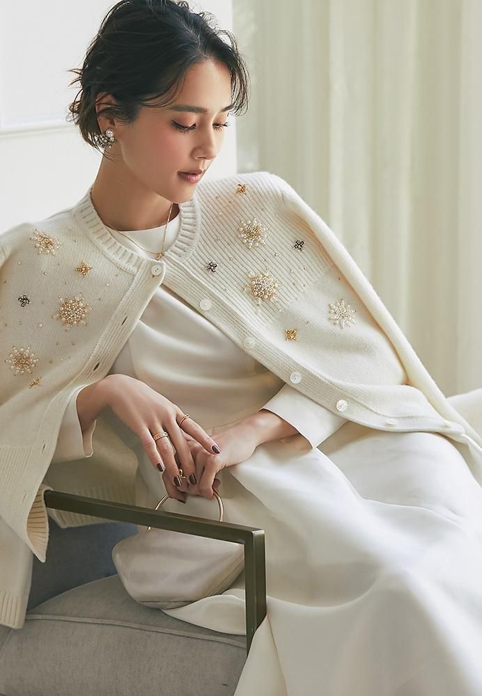 スノーフレイクカーディガン(オフホワイト) - seventen