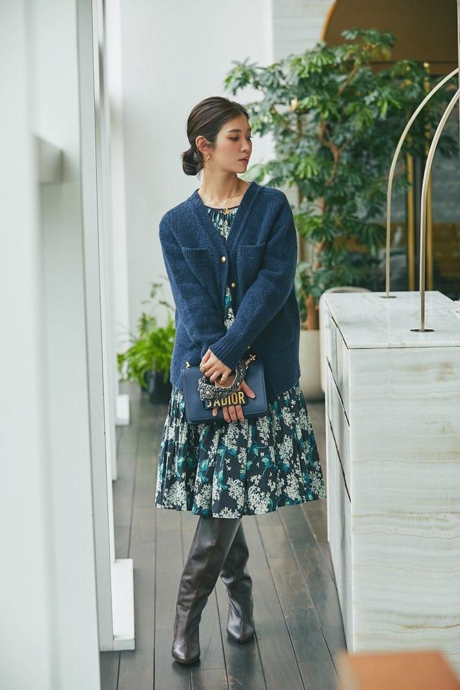 2WAYメルトンウールカーディガン(ネイビー) - seventen