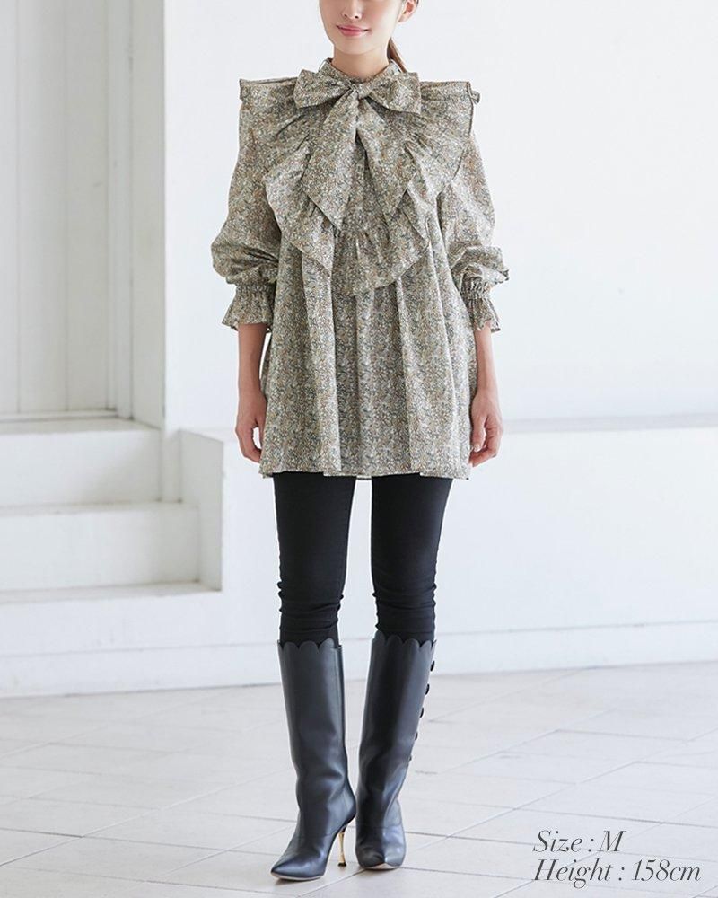 20％off】スクワロルプリントボウタイチュニック(グレー) - seventen