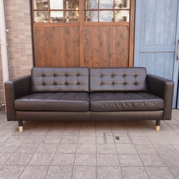 IKEA（イケア）のLANDSKRONA（ランズクローナ） 本革 3人掛けソファ