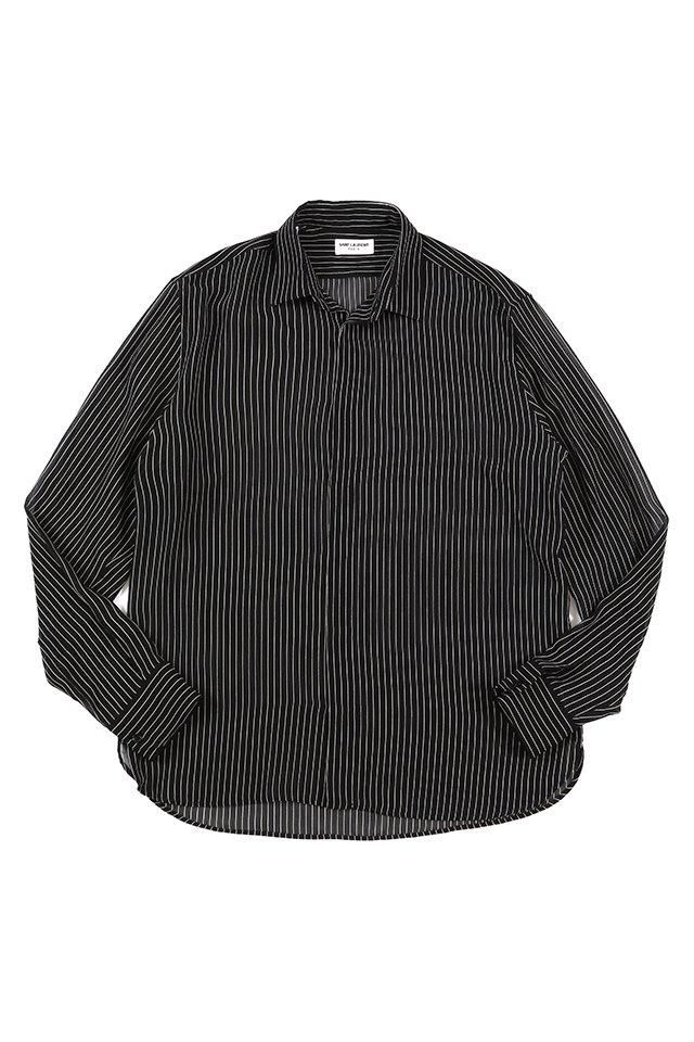 SAINT LAURENT (サンローラン) SHIRT IN PINSTRIPE SILK GEORGETTE