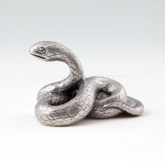 錫 置物 干支 へび（巳） -KOGANE- 黒漆加工 [No.186B-6]｜薩摩錫器工芸館