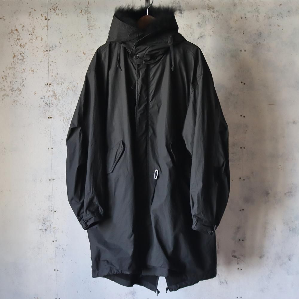 COMOLI コットンナイロン ミリタリーフーデッドコート(Black) - DIMPLE