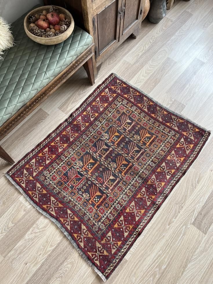 ヴィンテージラグ トルクメンメヘラブラグ アクタス ヴィンテージラグ