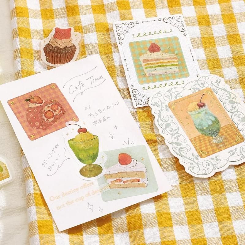 販路限定 【フレークシール】箔押し 喫茶アラモード 花開く白昼夢