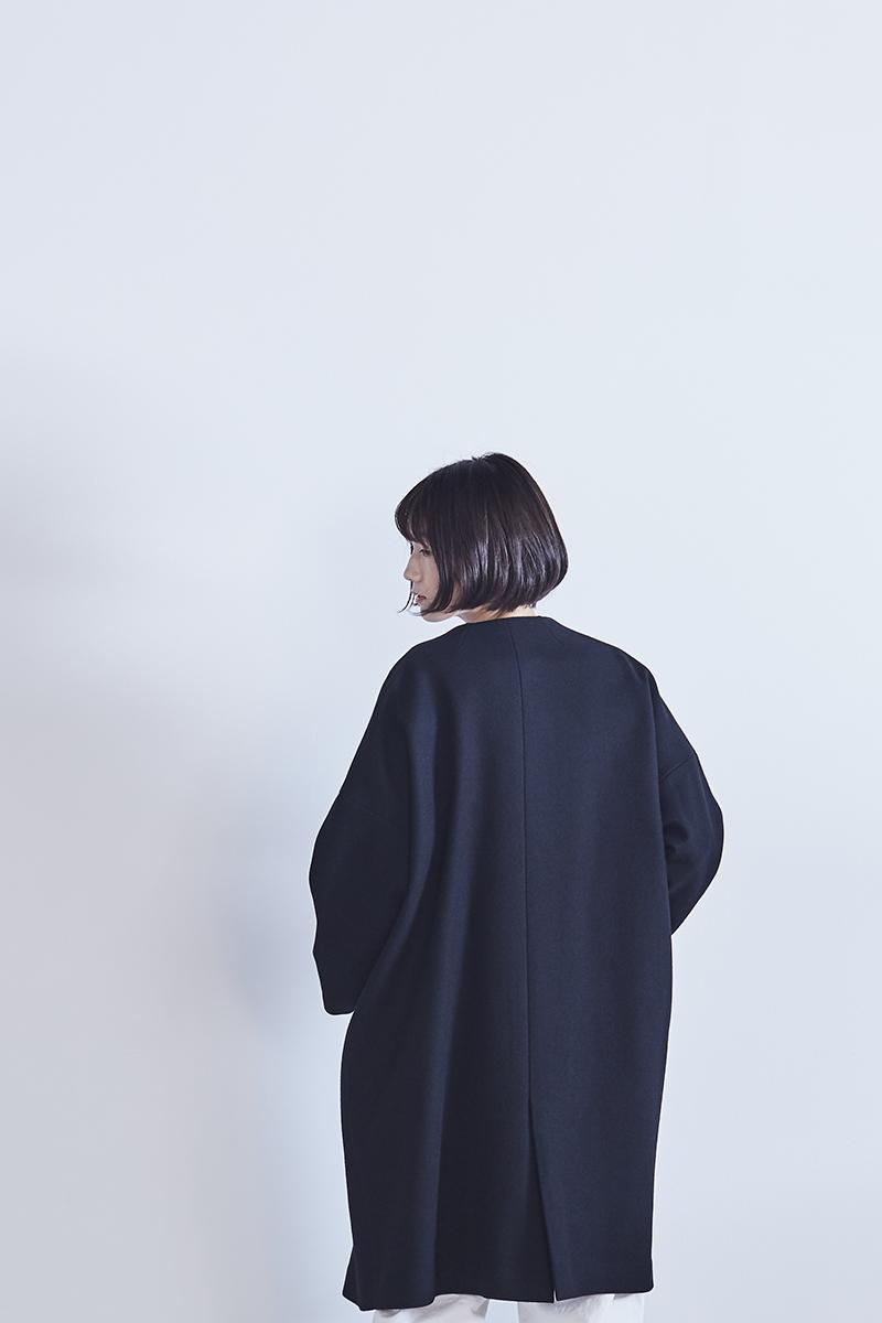 melton wool cocoon coat / black - atelier naruse｜Online store｜the an