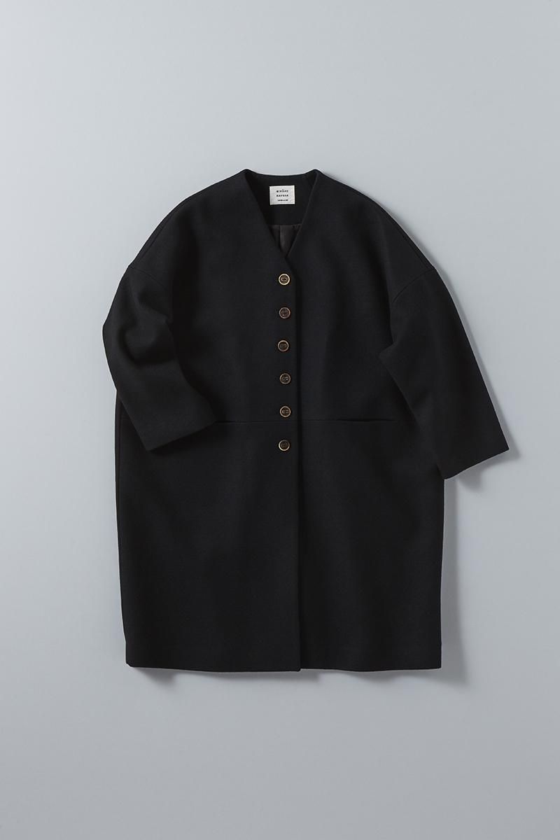 melton wool cocoon coat / black - atelier naruse｜Online store｜the an