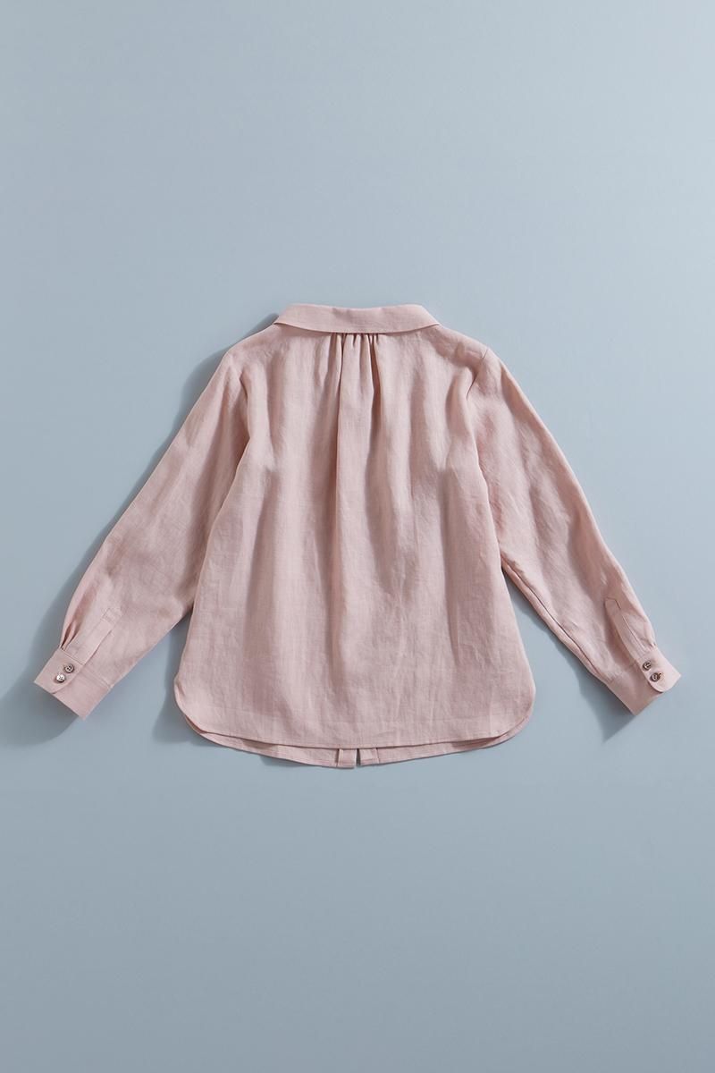 linen stand-off collar blouse / salmon pink - atelier naruse