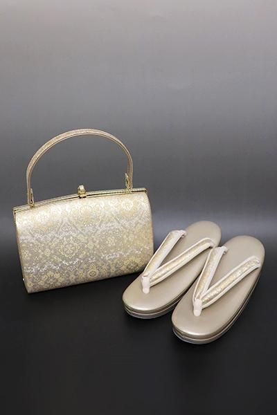 G-1368】佐賀錦 フォーマル草履・バッグセット 立涌華文 Lサイズ（N