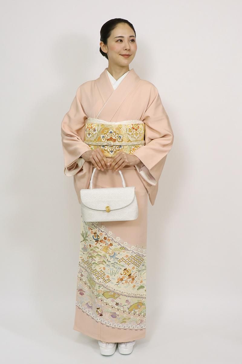 銀座【B-3633】染三ッ紋 色留袖 一斤染色 松竹梅や宝尽くし文など