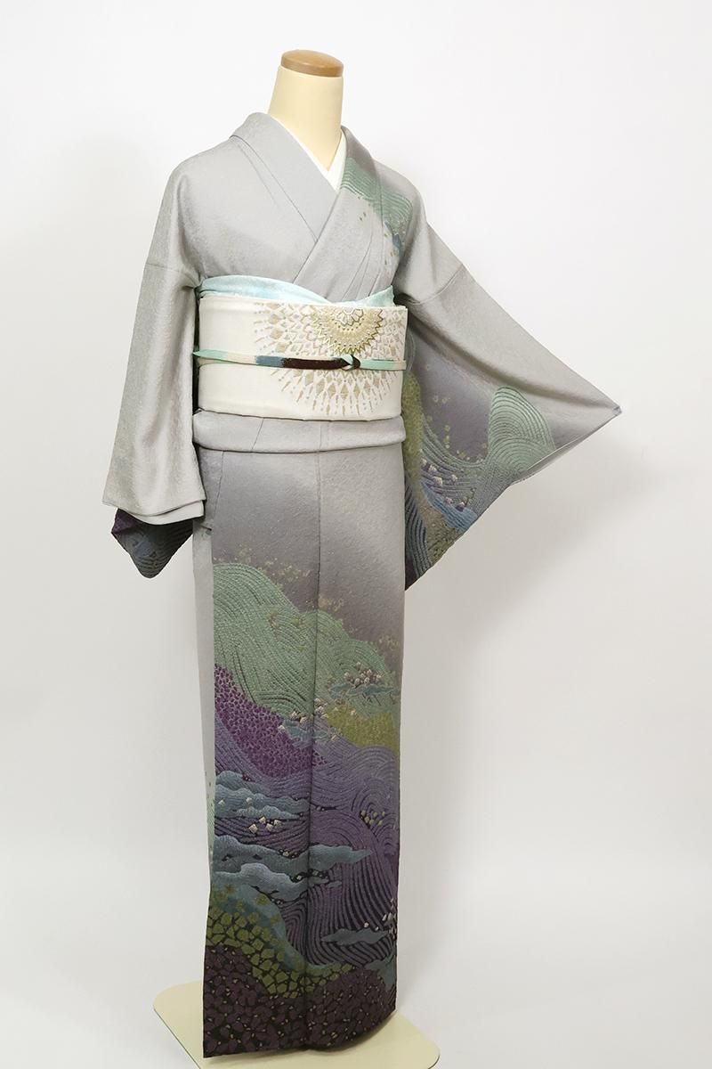 十日町友禅の名門「滝泰」謹製翡翠色の美しい辻ヶ花訪問着