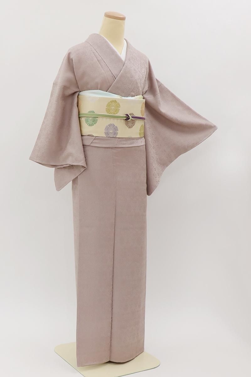 銀座【C-3094】染一ッ紋 色無地 桜鼠色 装飾文の地紋 :身丈159/裄64.5