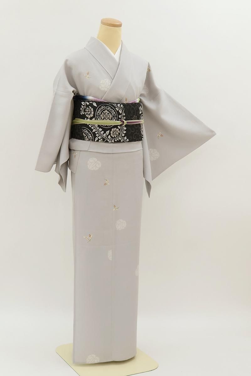 銀座【D-3767】単衣 小紋 淡い薄色 沢瀉文 :身丈160/裄67/広め - 銀座