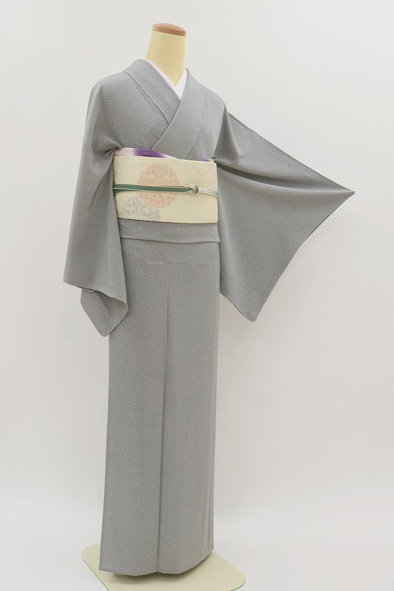 あおき【C-3232】伝統工芸士 三橋観雪作 単衣 江戸小紋 薄墨色 大小霰