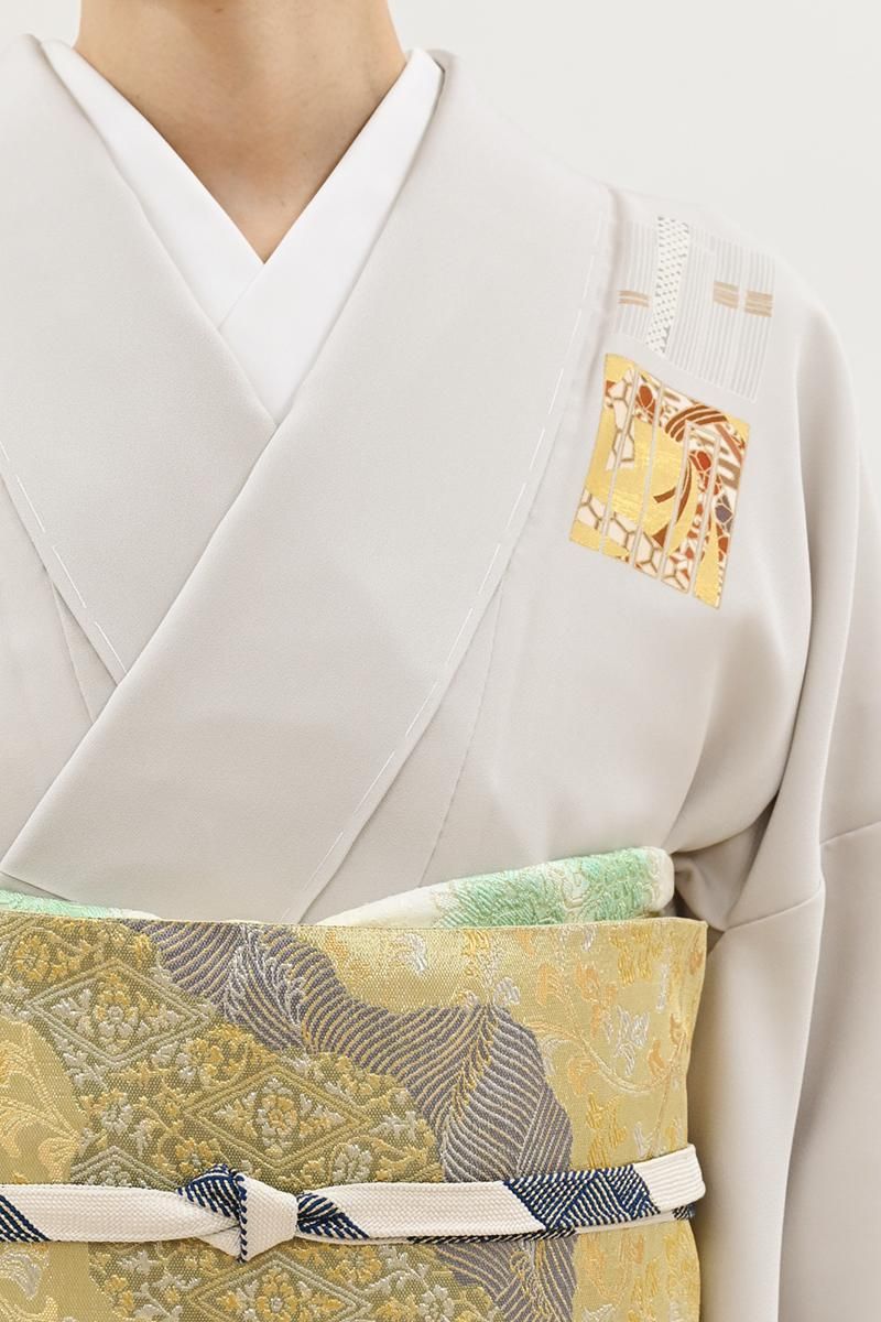 銀座【B-4223】付下げ 淡い桜鼠色 源氏香に四季花など :身丈158.5/裄68