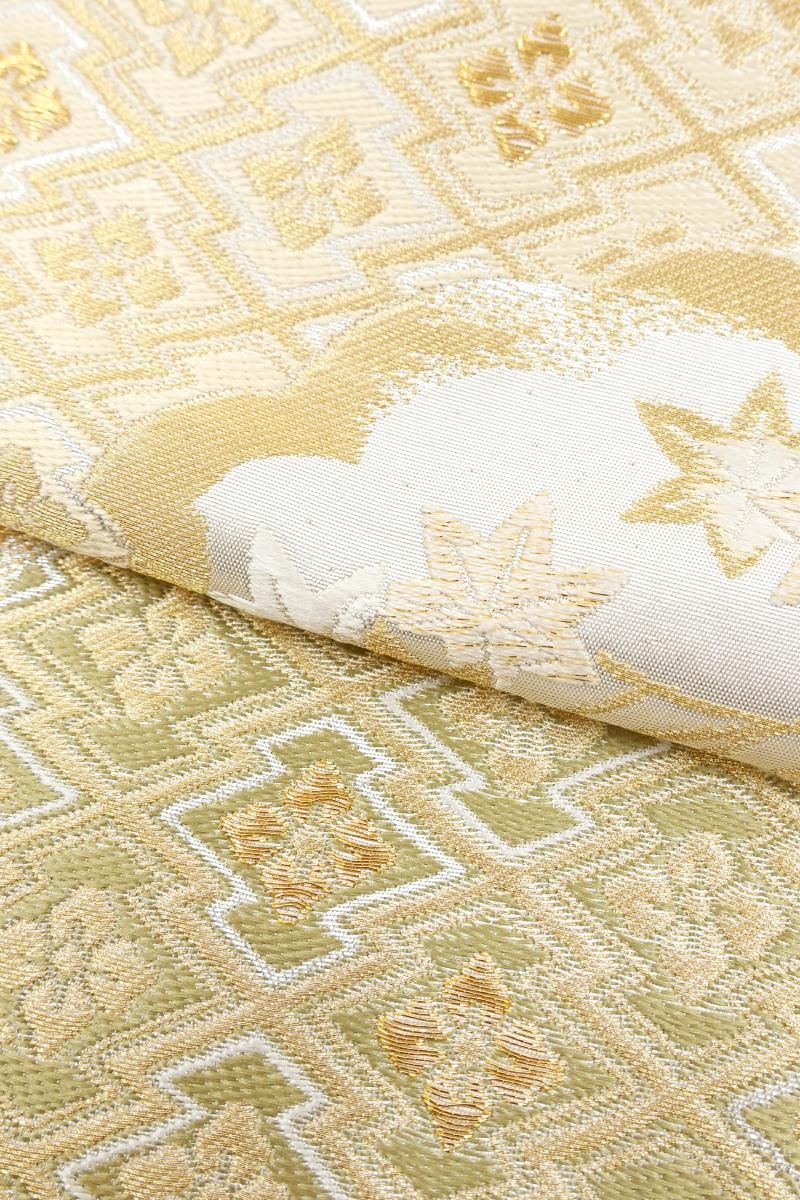 銀座【L-8457】西陣 藤原製 袋帯 多彩 雪輪重ね文（落款入） - 銀座