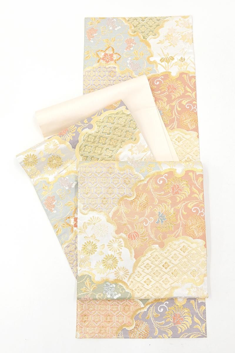 銀座【L-8457】西陣 藤原製 袋帯 多彩 雪輪重ね文（落款入） - 銀座