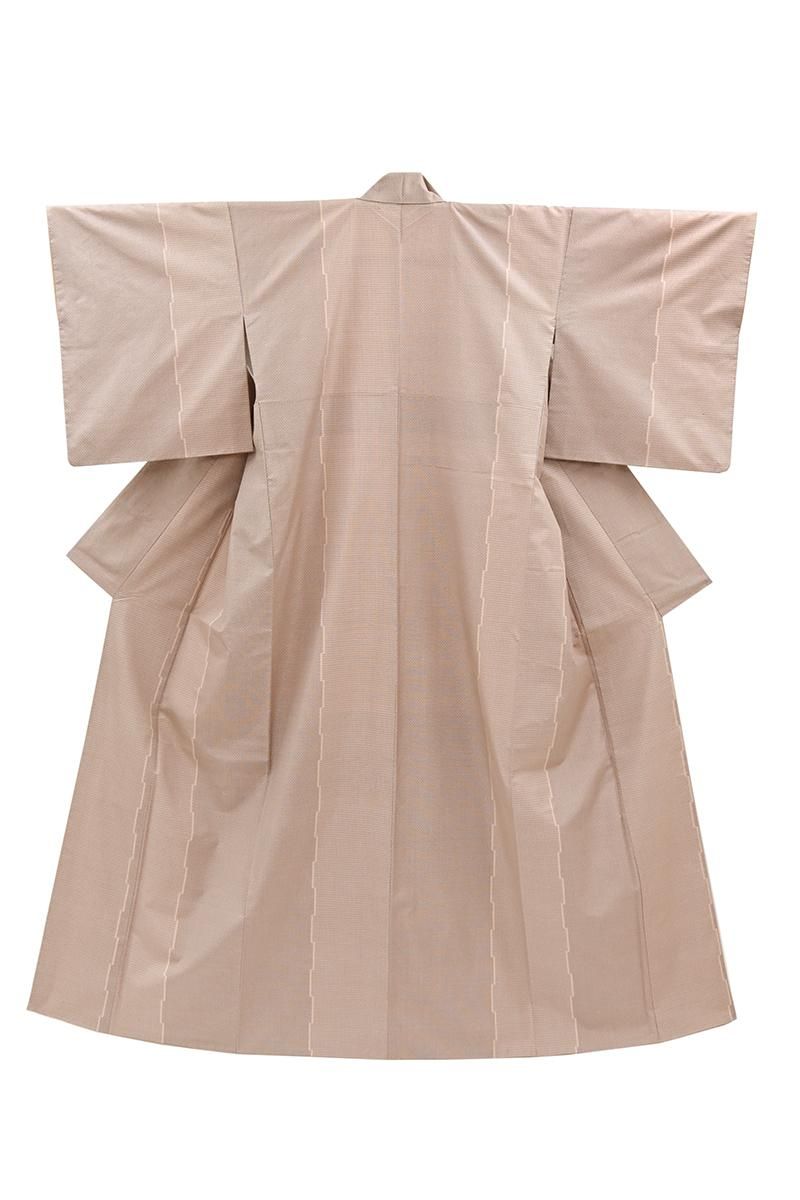 銀座【A-4187】大島紬 灰桜色 幾何文:身丈157.5/裄65.5/細め - 銀座